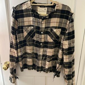 R13 Black and Cream Plaid Shirt